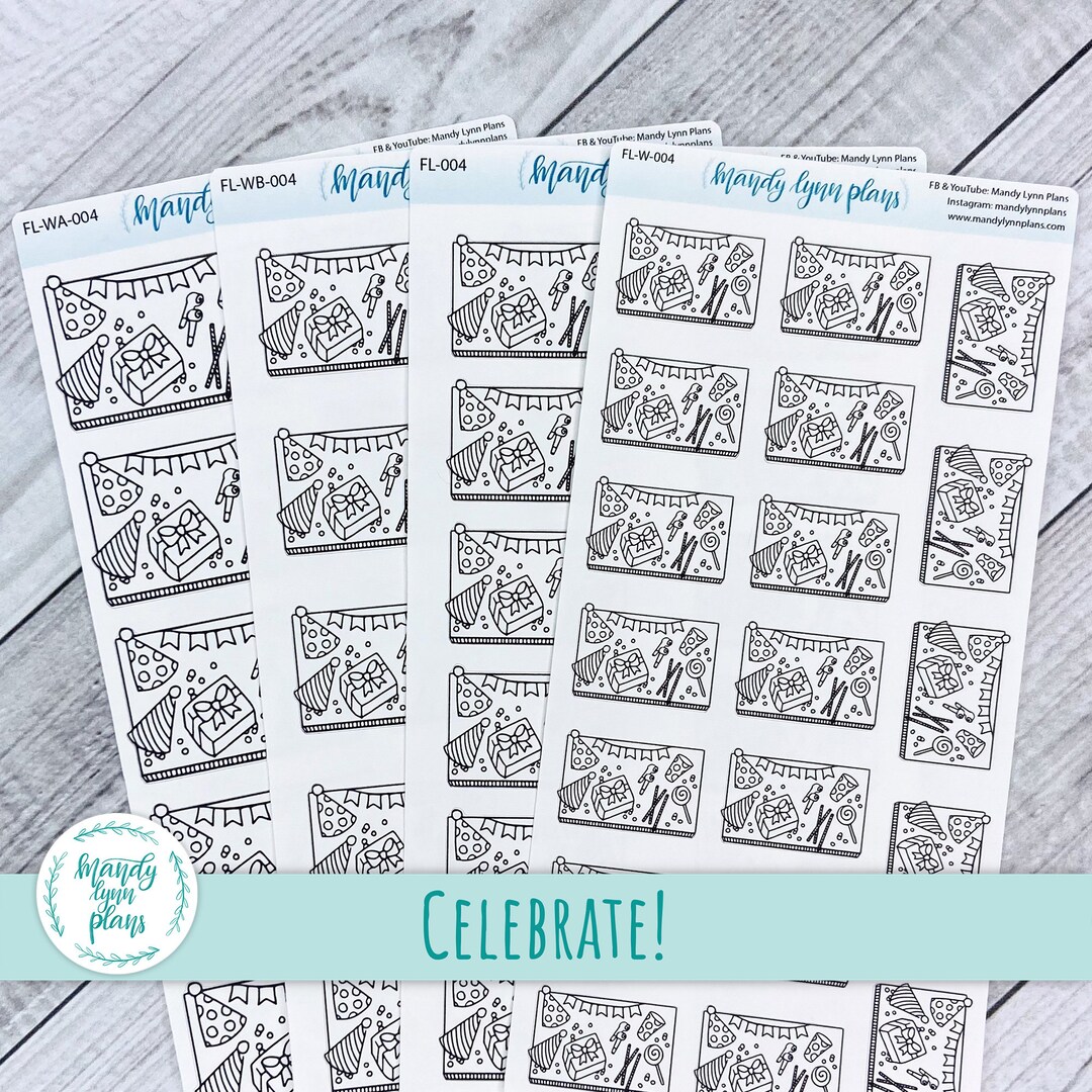 Birthday Party Flat Lay Stickers: Planner Decorations - Etsy