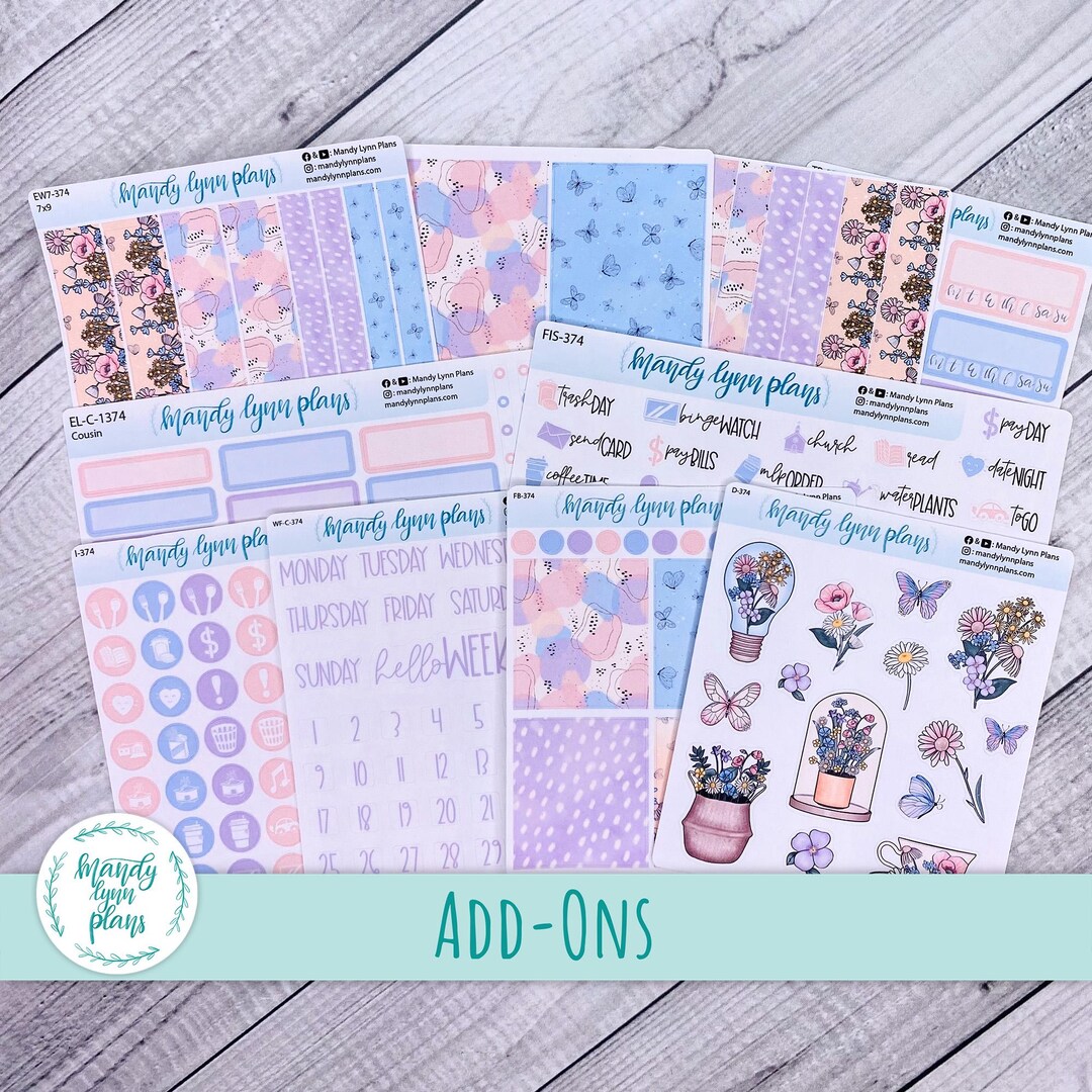 Fluttering Florals - Sticker Kit Add-ons - 374 - Etsy