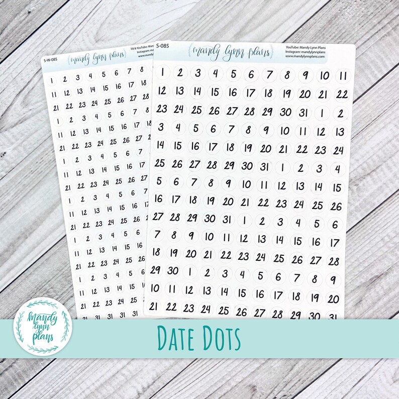 Date Dots Script Stickers Removable White Matte or Clear | Etsy