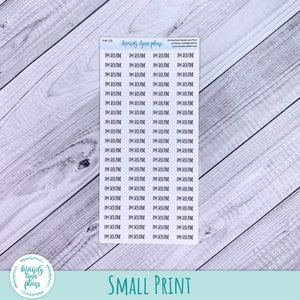 Puede incluir: Una hoja de pegatinas rectangular que presenta varias filas del texto negro PM ROUTINE impreso sobre un fondo blanco. La parte superior de la hoja incluye el texto F-W-133, mandy lynn plans e informaci&oacute;n de redes sociales de Mandy Lynn Plans.