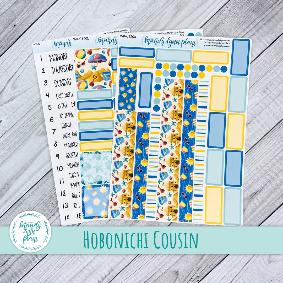Hobonichi Cousin A5 Weekly Planner Sticker Kit Beach Day Removable ...
