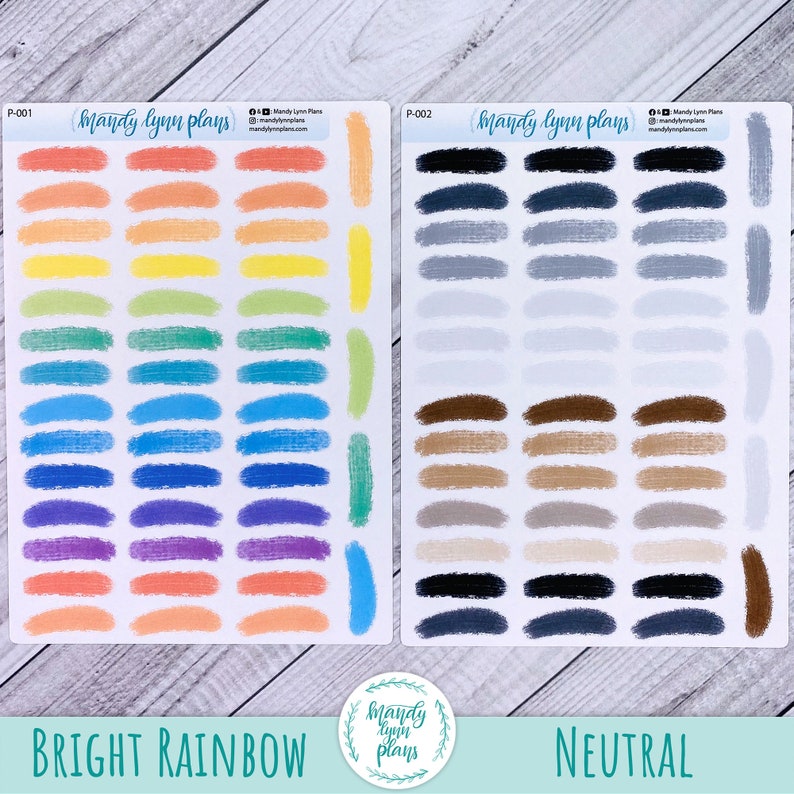 Paint Brush Stroke Stickers: Planner Journal Swatches (removable Matte ...