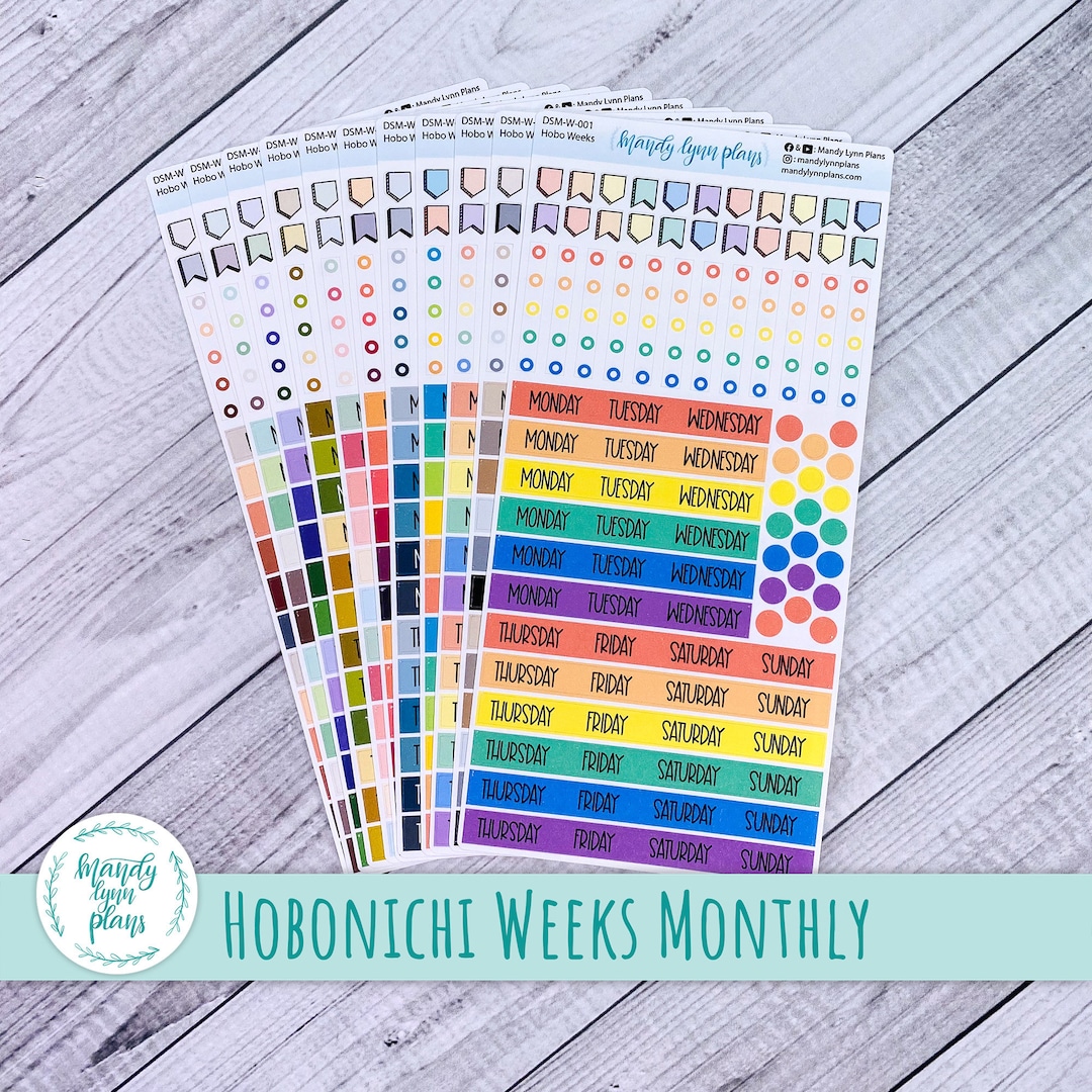 One Week Process Sticker Hobonichi Weeks Monthly Day Cover Stickers: Removable Matte Planner ...