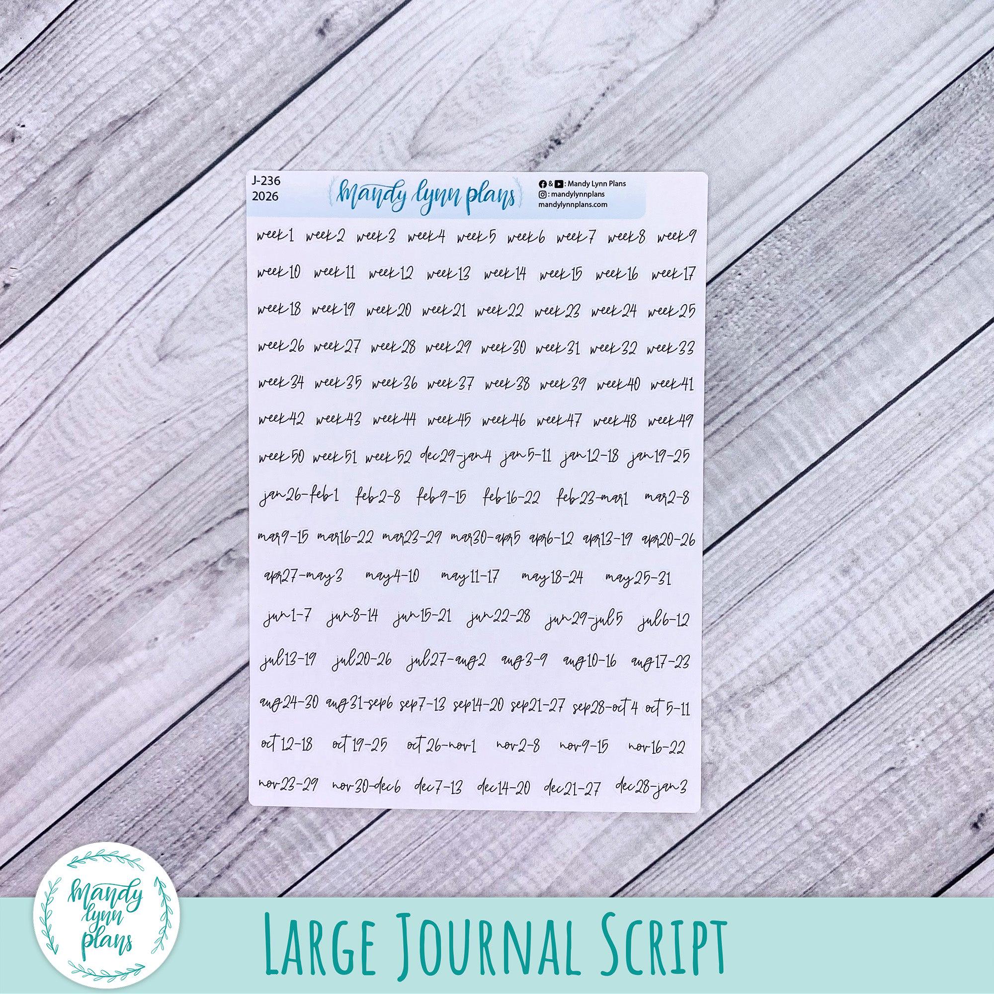 Week 1-52 2026 Yearly Scripts || Monday Start - Etsy