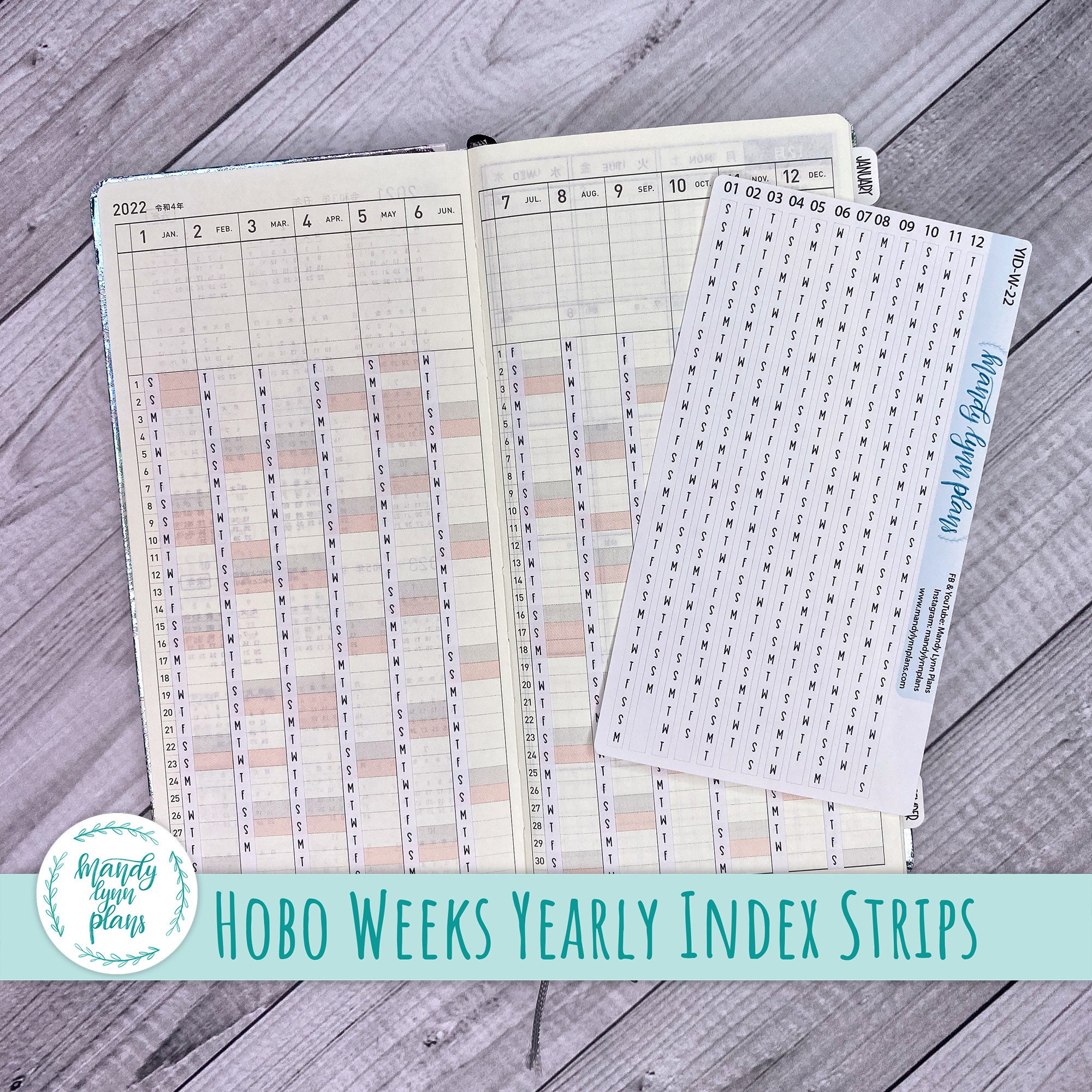 Yearly Index Number Day Scripts || Hobonichi Weeks || Removable Matte Stickers