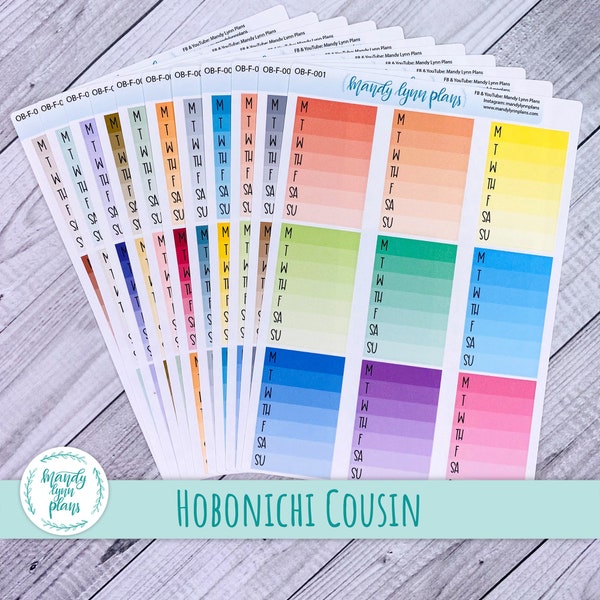 Hobonichi Cousin || Weekly Ombre Boxes || 9 Removable Matte Planner Stickers || Various Colors
