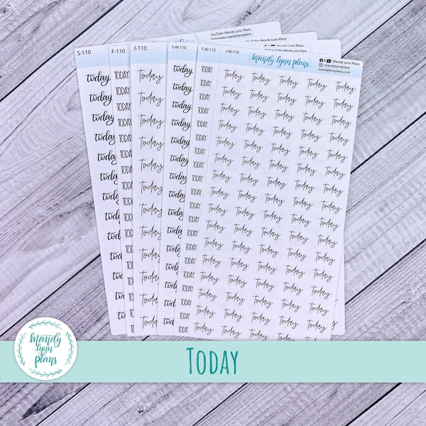 Today Script Stickers || Removable White Matte or Clear Matte Stickers || Hobonichi Cousin, Weeks, and A6 || Hand Lettered || 110