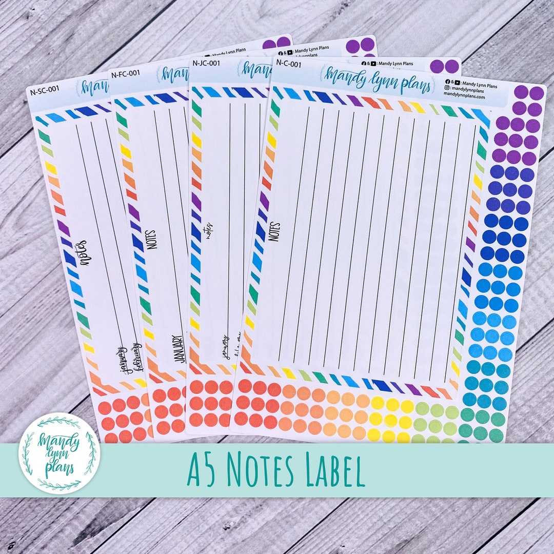 A5 Lined Notes Sticker - Etsy