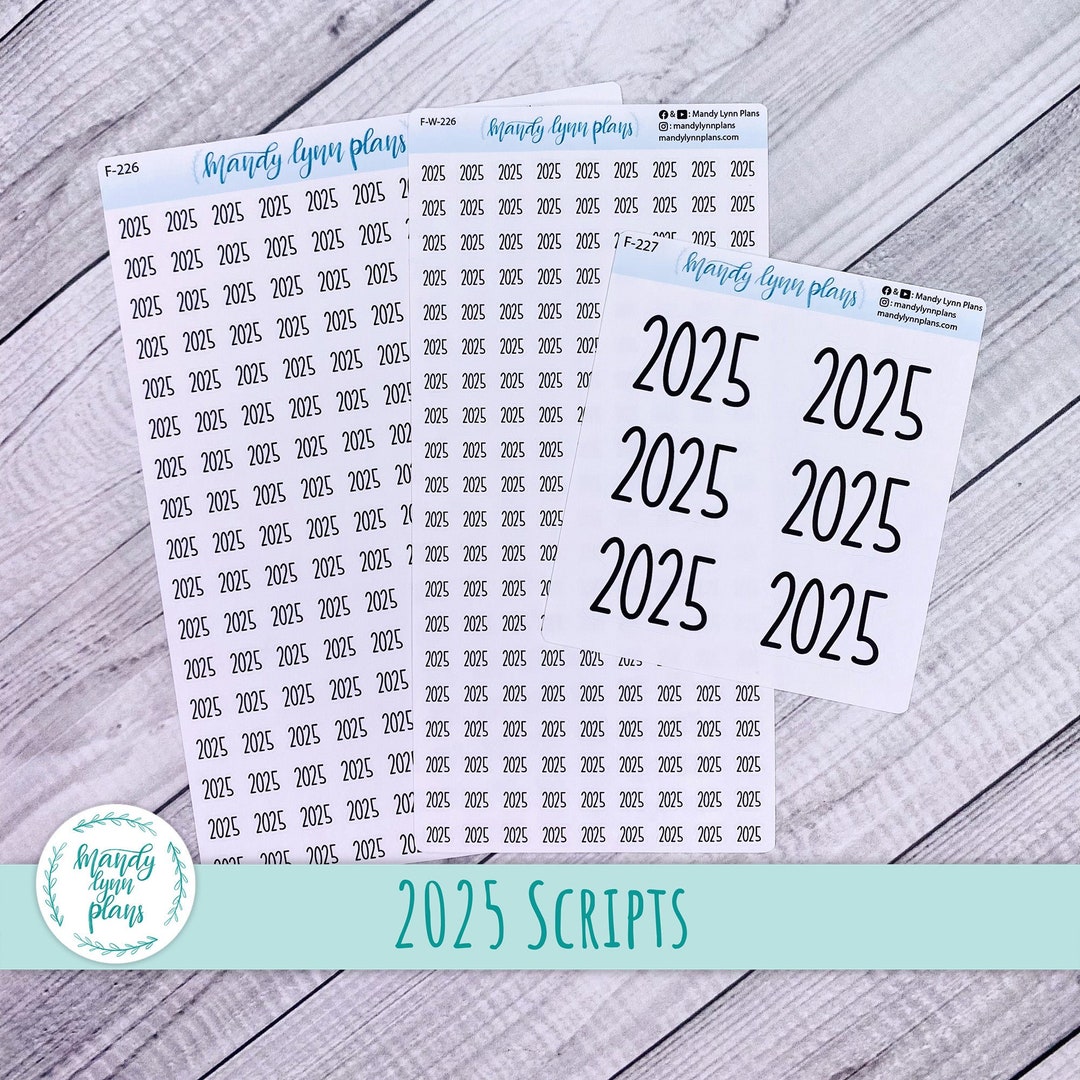 2025 Planner Stickers: Script Font, Journal Decals - Etsy