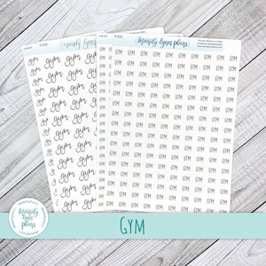 Gym Script Stickers || Removable White Matte or Clear Matte Stickers || Hobonichi Cousin, Weeks, and A6 || Hand Lettered || 25