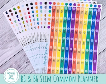 B6 Planner Date Cover Stickers: Horizontal Weekly Strips