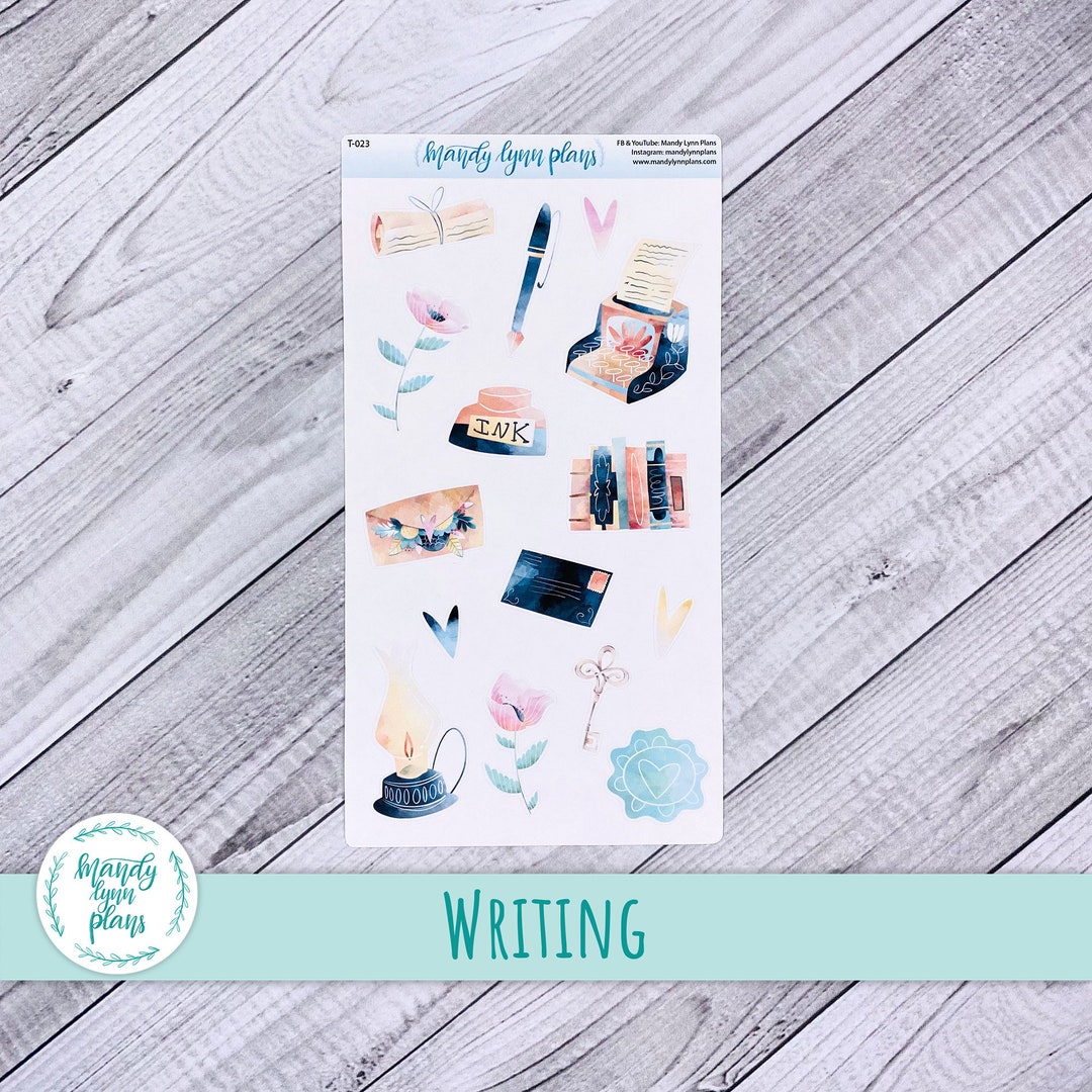 Writing Theme Planner Stickers: Vintage Typewriter, Fountain Pen ...