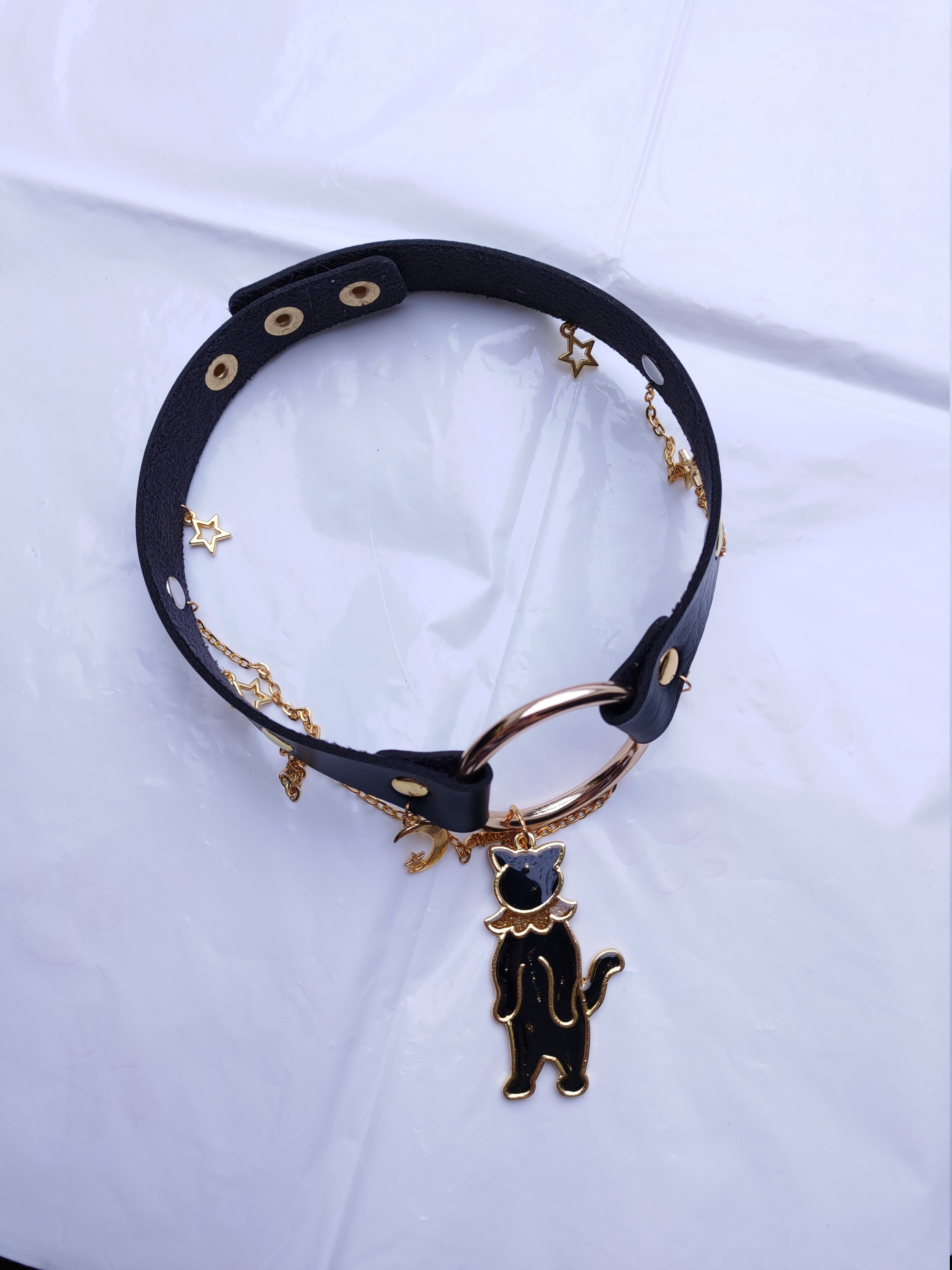 Collar Choker Collar Black Cat Etsy
