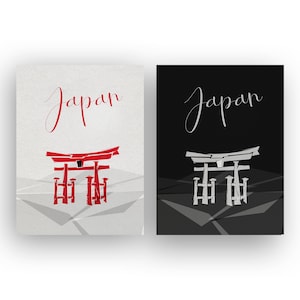 Set von 2 Drucke, japanische Wandkunst, asiatische Wand-Dekor, Japan Kunstdruck, schwarz und weiß, Reise-Druck