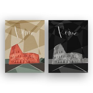 Set Of 2 Printable, Colosseum Print, Rome Poster, Travel Wall Art, Black And White, Abstract Art Print