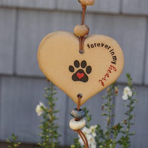 Handmade Pottery Dog Memorial: Paw Print Heart Keepsake