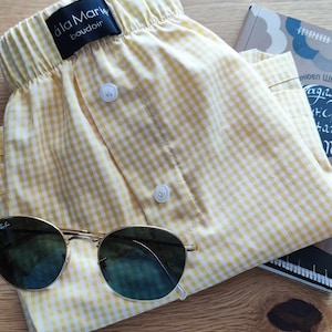 Woman&#39;s Boxers shorts /The Gingham Boxer Shorts /Women&#39;s Lounge Shorts /Gingham shorts / Scandi Shorts / Summer Shorts/ Trendy Summer shorts