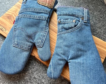 Oven Mitt Pair -Up cycled denim Levi’s brand jeans