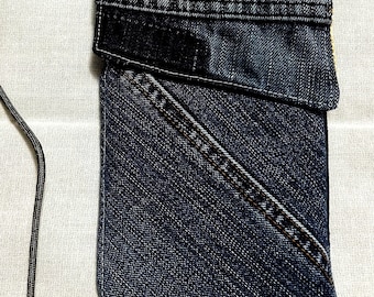 Cell phone purse upcycled denim - Anne bag