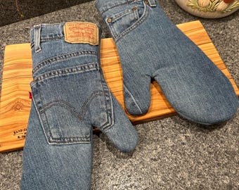 Oven Mitt Pair -Up cycled denim Levi’s brand jeans