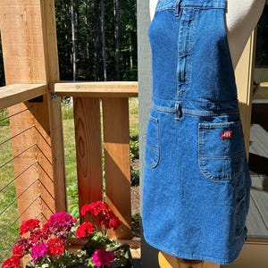 Apron 33 inches long upcycled denim carpenter pants. Dickies brand