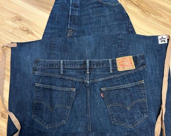 Apron 31 inches long upcycled denim Levi's brand -extra large pocket
