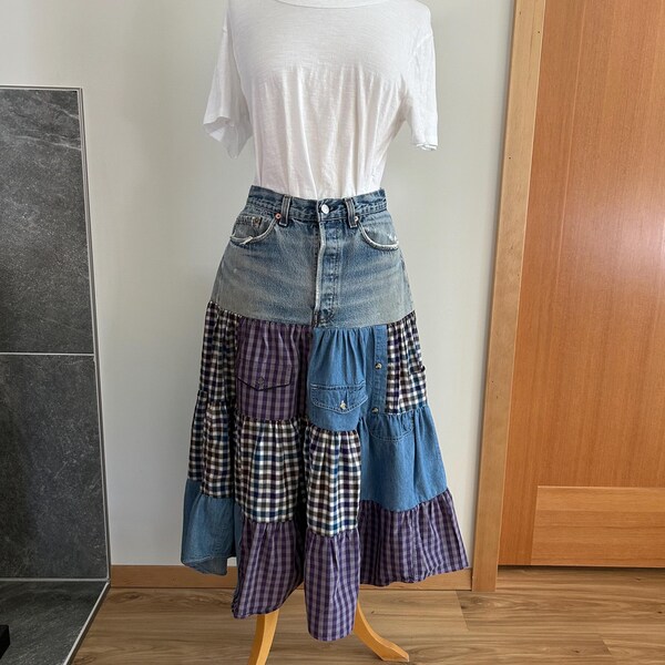 THE PEASANT / Elasticated Denim Skirt main image 0