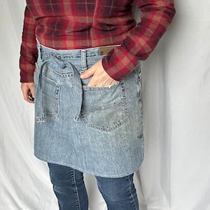 Half apron up cycled blue jeans