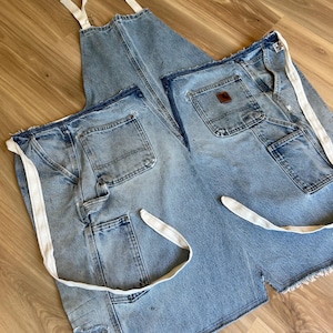 Apron 32  inches long upcycled denim carpenter pants. Carhartt brand