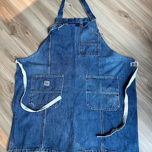 Apron 34  inches long upcycled denim Lee  brand carpenter jeans