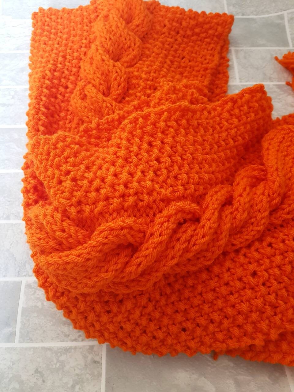 Bright knitted scarf / unisex knit scarf / oversized orange Etsy