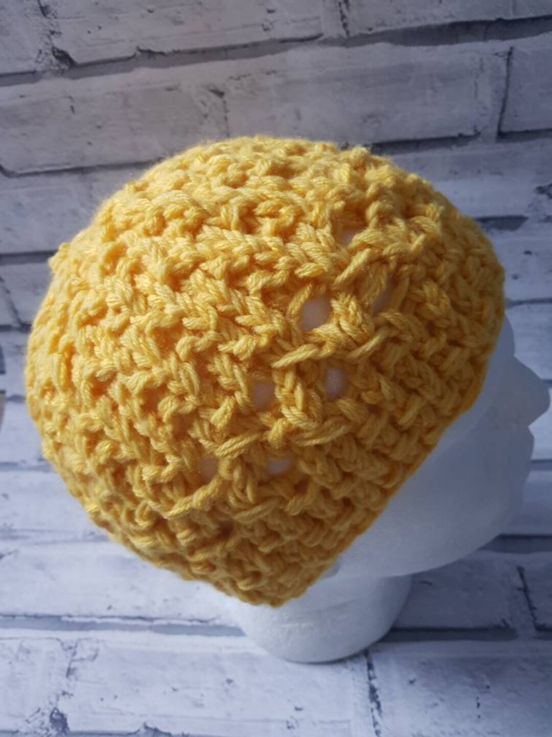 Hat in Yellow Cotton / Yellow Skull Cap / Soft Touch Yellow Etsy