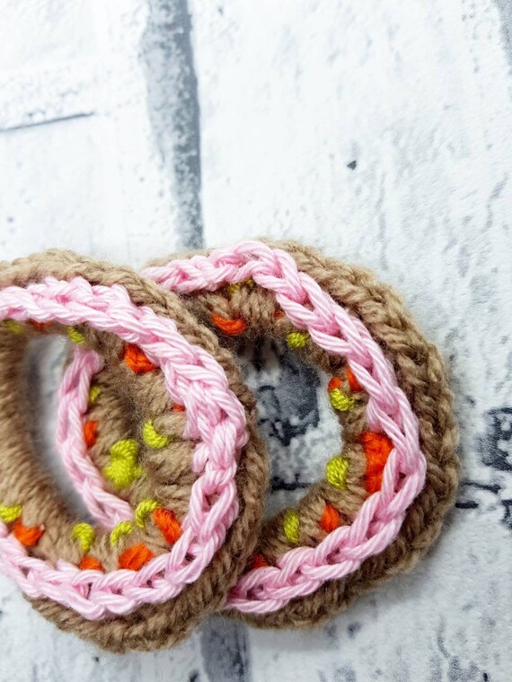 Donut Pair Of Hand Crocheted Hair Bobblesfashion For Girls Etsy