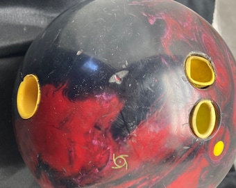 Vintage STORM RED Zwart Gebruikte Bowlingbal 13 pond Geweldig kunstontwerp