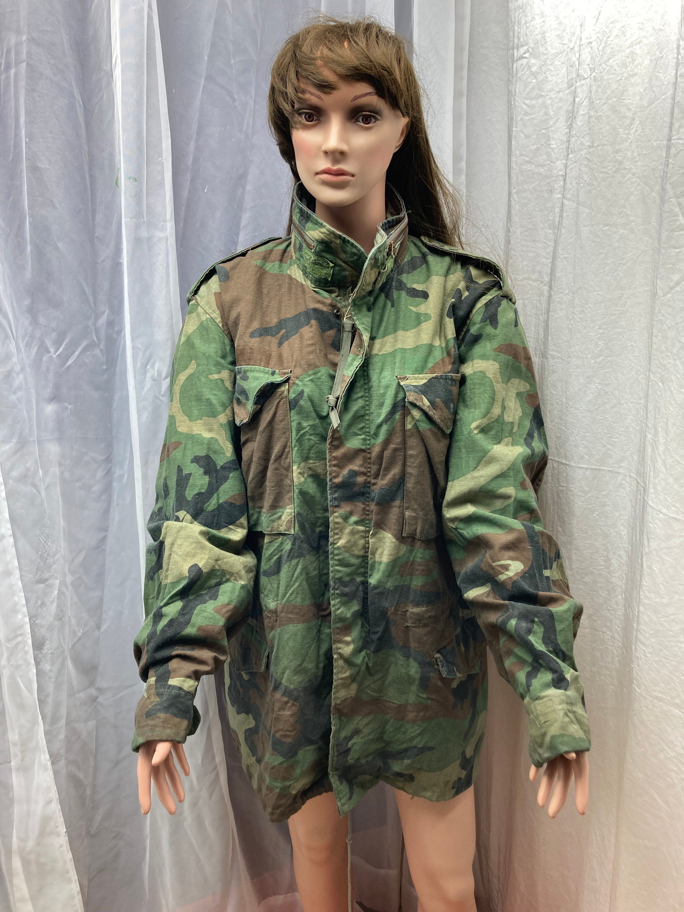 Egret and Flower Camo Jacket / Upcycled British Army Combat Woodland ...