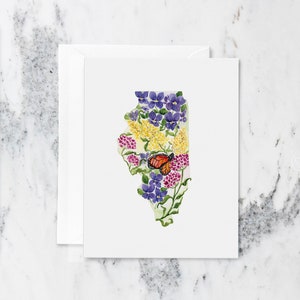 Cartes de notes de fleurs de l’État de l’Illinois | Cartes à l’aquarelle pliées avec les symboles officiels de l’État de l’Illinois