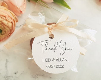 Circle Thank You Tags for Wedding, Baby Shower, Events, Bachelorette - Lettered And Labeled