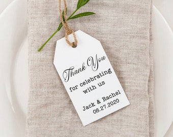 Etiquettes cadeaux de remerciement pour mariage, baby shower, événements, EVJF - Etiquettes cadeaux personnalisées - Avec inscription et inscription