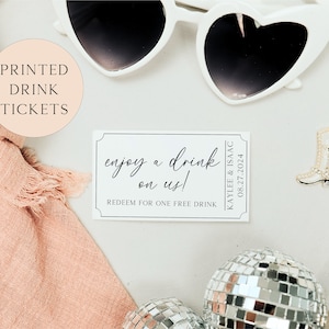 Boletos para bebidas de boda - Boletos para bebidas impresos con nombre y fecha personalizados - Juego de 50 boletos para bebidas para bodas o fiestas