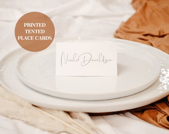 Printed Tented Wedding Place Cards - White Cardstock