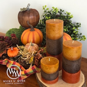 Wicks n More Caramel Apple Hand-Crafted Scented Pillar Candle