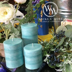 Wicks n More Kiwi Pear Hand-Crafted Scented Pillar Candle