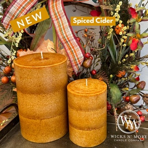 Wicks n More Spiced Cider Hand-Crafted Scented Pillar Candle