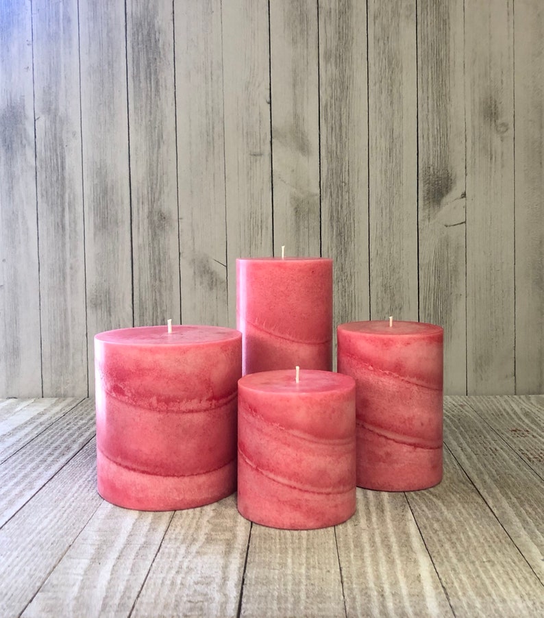 Wicks N More Coral Pink Scented Pillar Candle Etsy