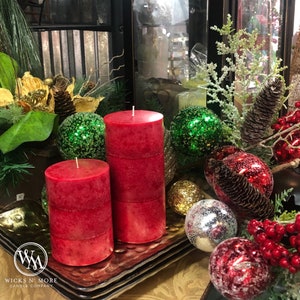 Wicks n More Red Scented Hand-Crafted Pillar Candle