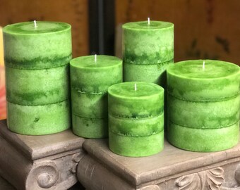 Wicks n More Spring Green Hand-Crafted Scented Pillar Candle