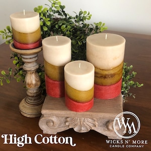 Wicks n More High Cotton Hand-Crafted Scented Pillar Candle