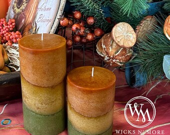 Wicks n More Autumn Leaves Scented Hand-Crafted Pillar Candle