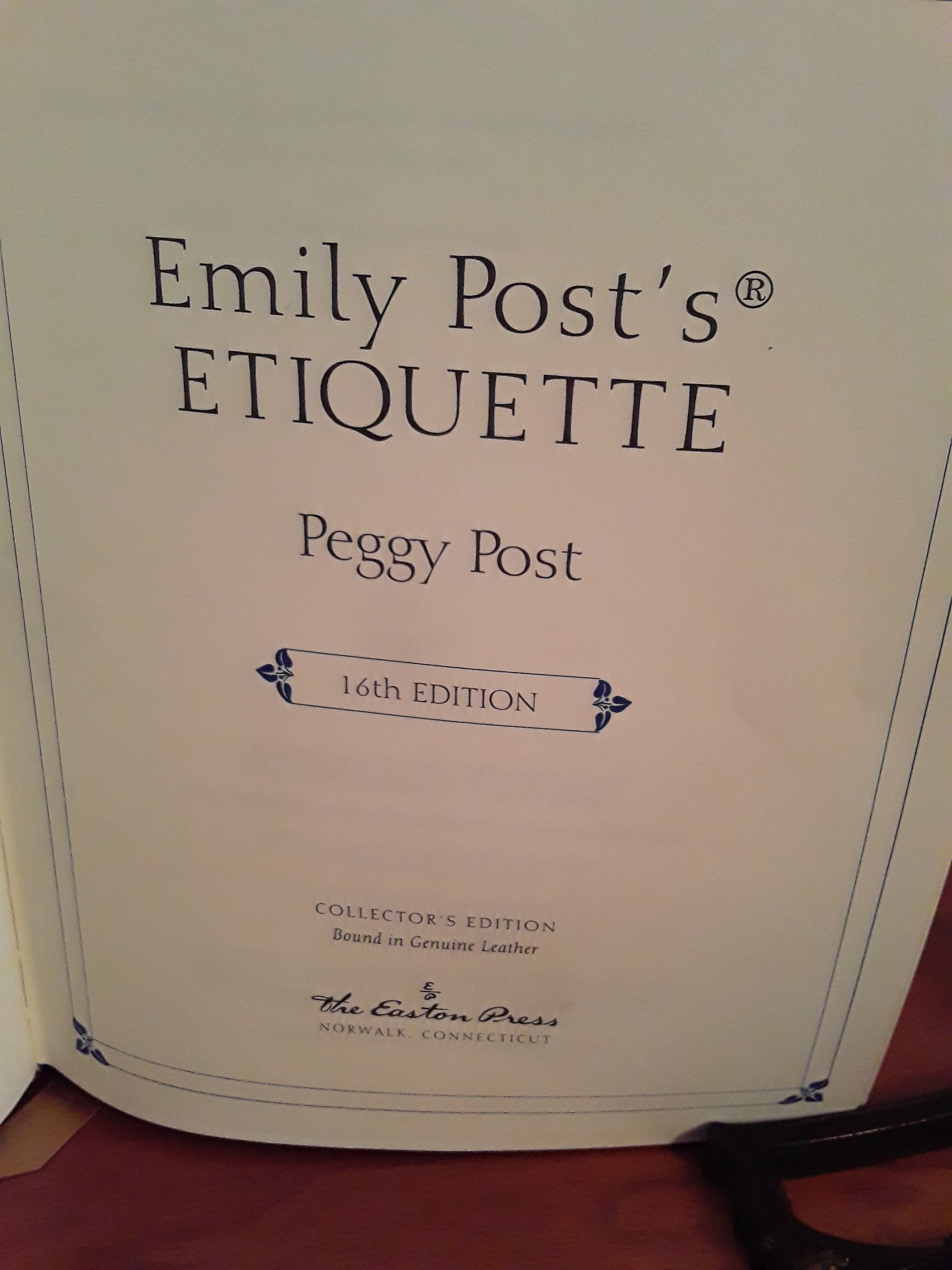 Emily Post's ETIQUETTE by Peggy Post Easton Press 16th Etsy
