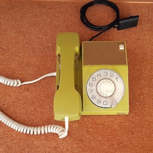 Vintage Telephone ISKRA-ETA 32-Desk phone-Retro home office desk decor-1970s-Antique Green rotary dial telephone-Made in Yugoslavia